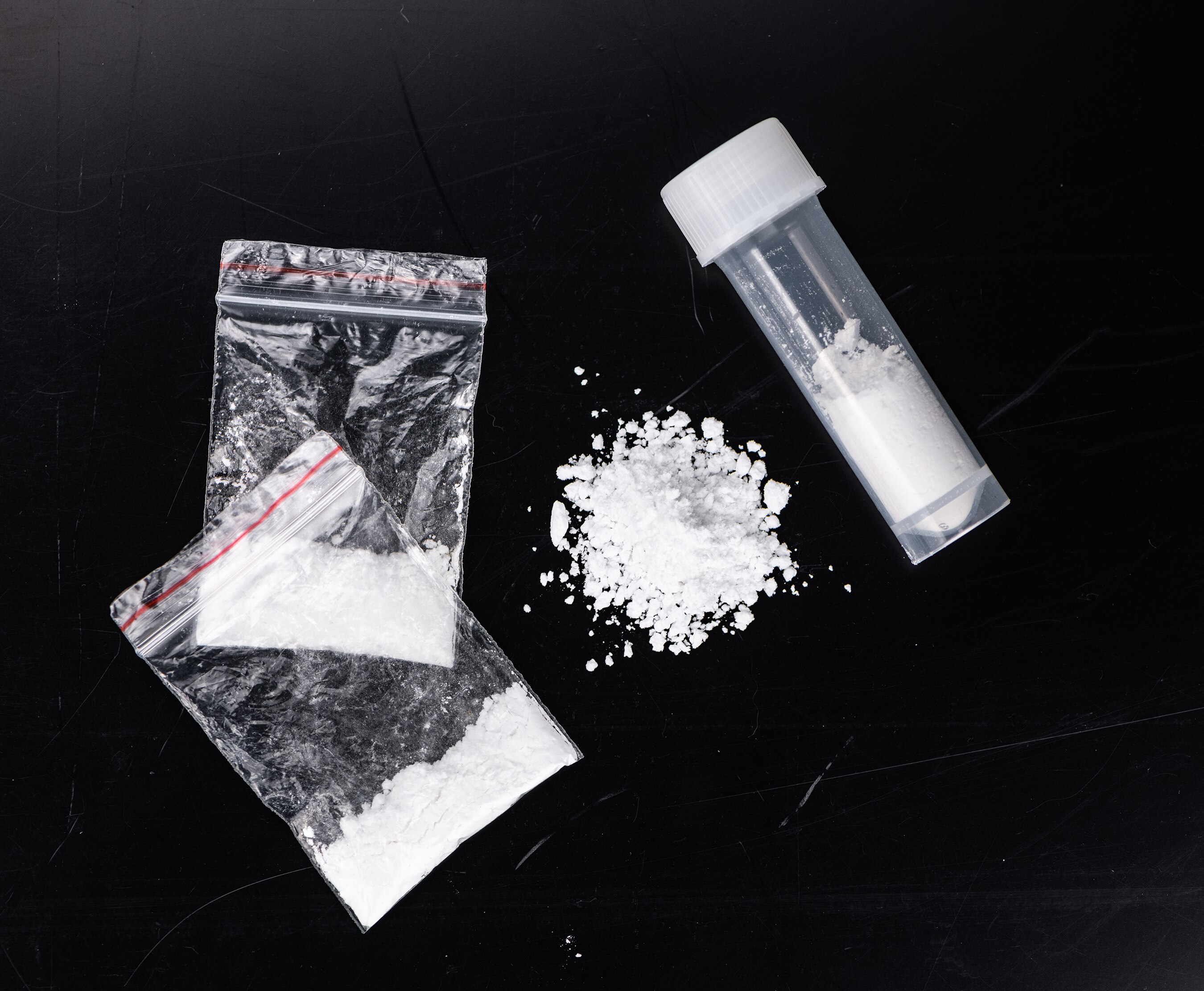 Cocaine Powder in Packets and Vial