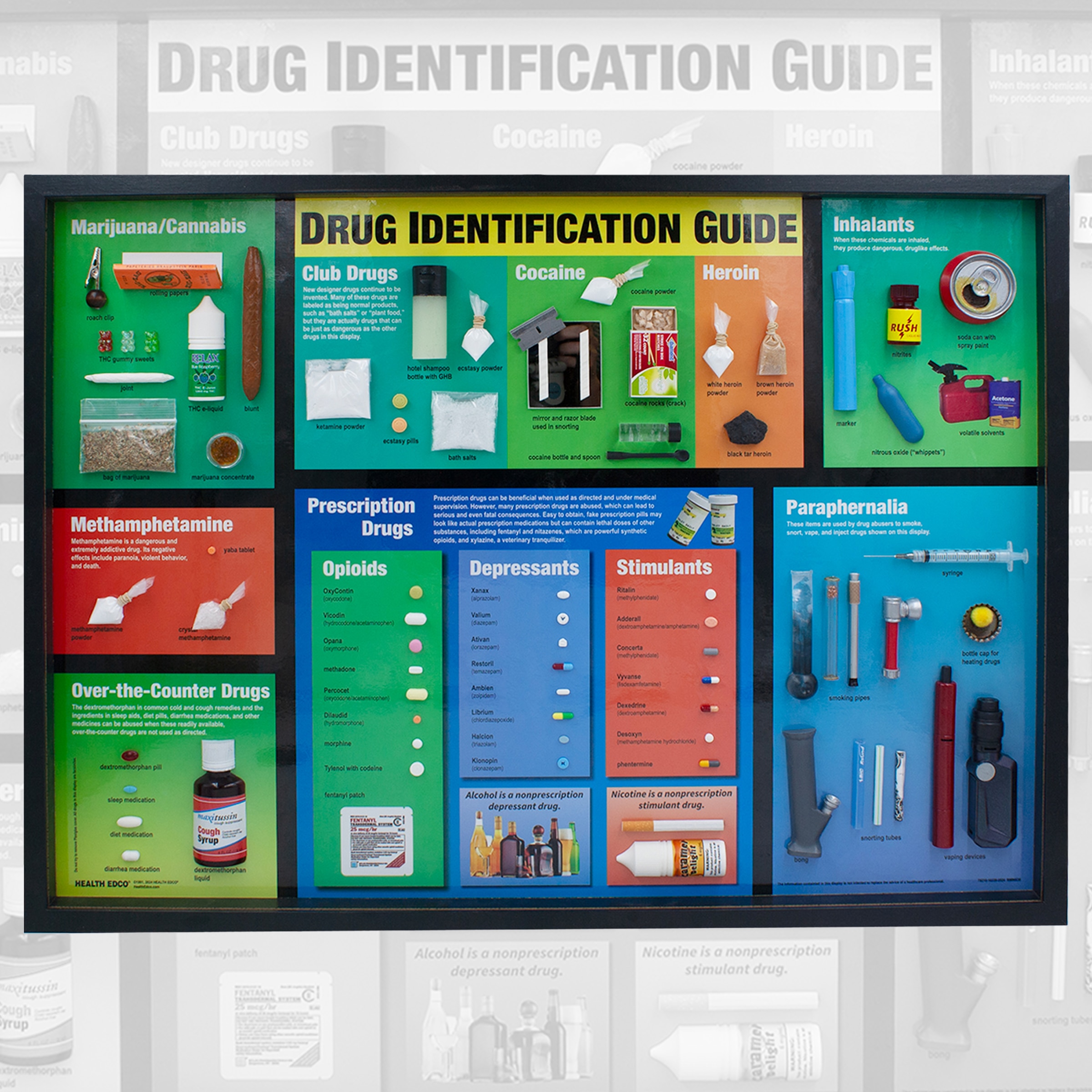  Drug Identification Guide, Health Edco substance abuse education display, 79216