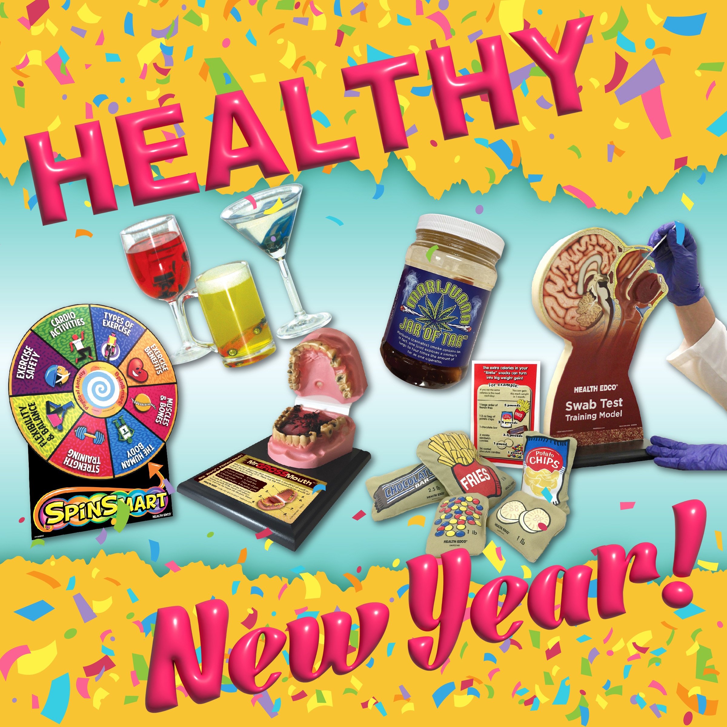 Health Edco health education materials and models to help students, patients, and clients to have a healthy new year