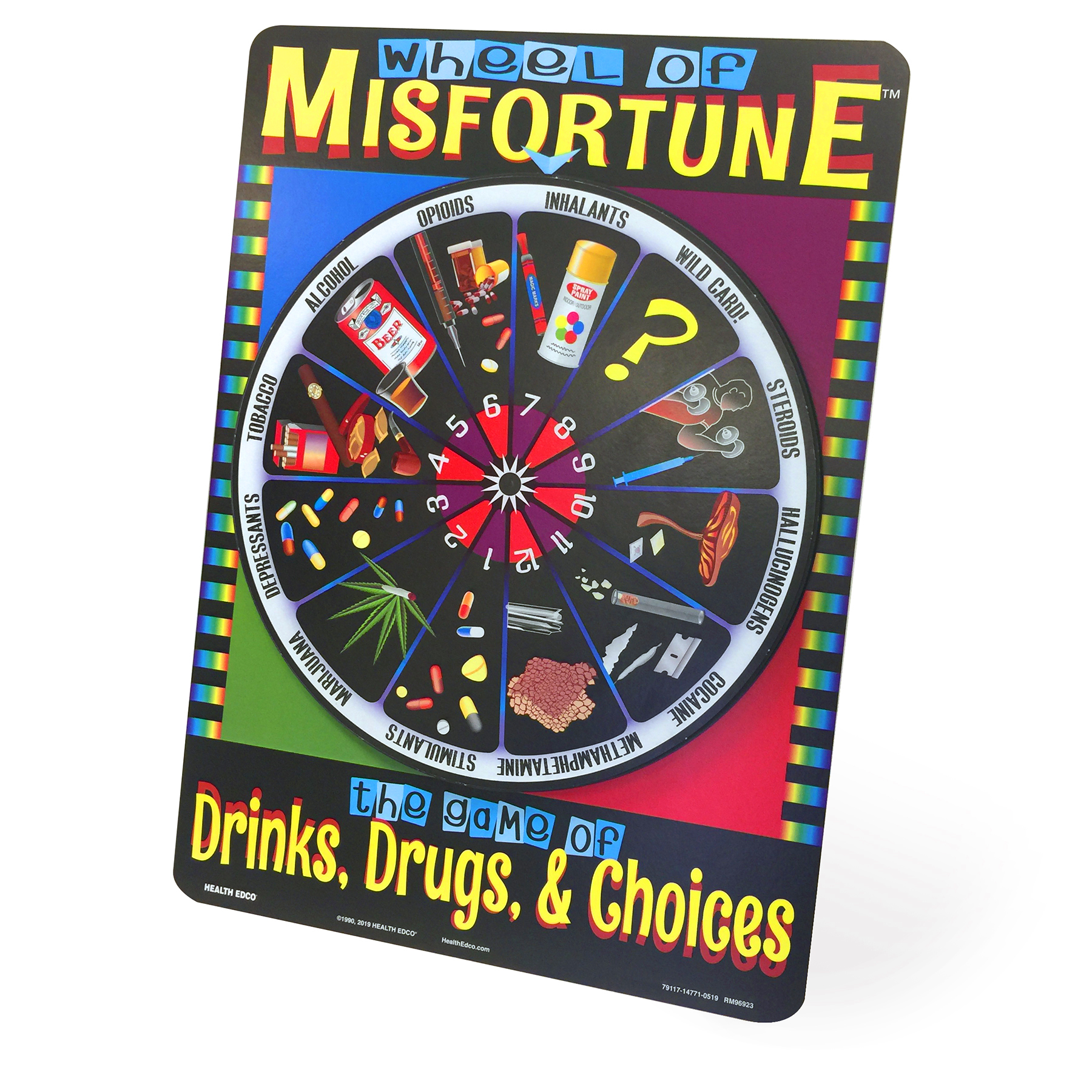 Wheel of Misfortune Game, drug education activity from Health Edco