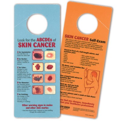 Skin Cancer Self-Exam Door Hanger, health education materials and skin cancer teaching resources, Health Edco, 21244