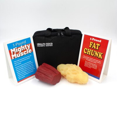 1-Pound Fat Chunk and Mighty Muscle Set, health education simulated pound of body fat and pound of muscle, Health Edco, 26131