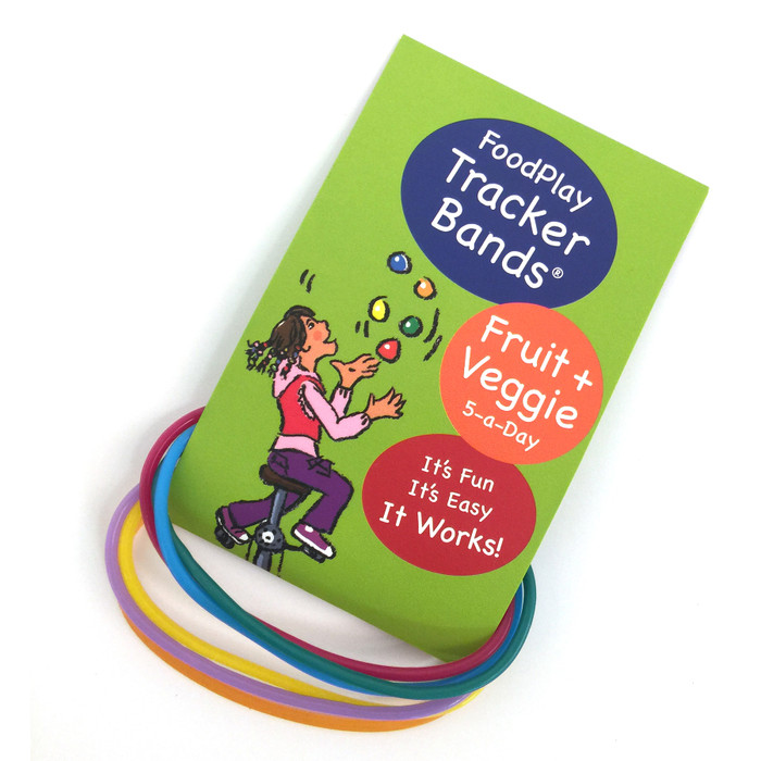 Fruit and Vegetable Tracker Bands, 5 color bands and a bookmark reminder for eating fruits and vegetables, Health Edco, 30326