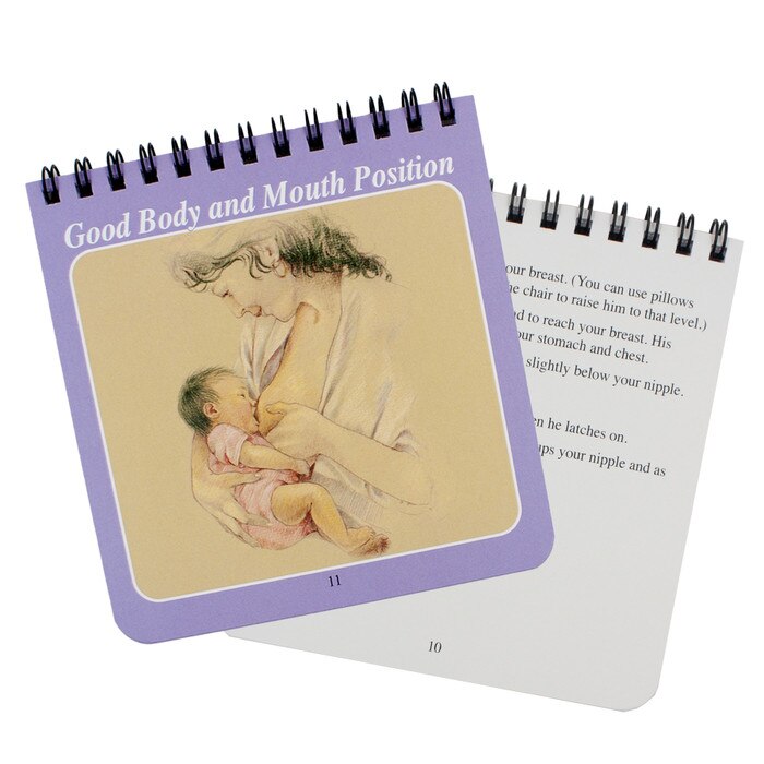 Guide to Breastfeeding Spiral-Bound Charts, pocket-size lactation education guide, mouth position, Childbirth Graphics, 38500