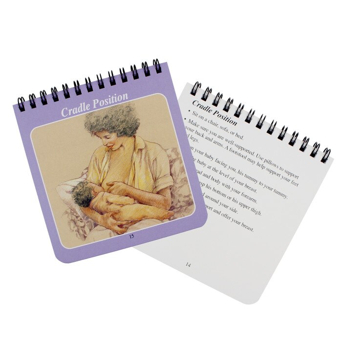 Guide to Breastfeeding Spiral-Bound Charts, pocket-size lactation education guide, cradle position, Childbirth Graphics, 38500