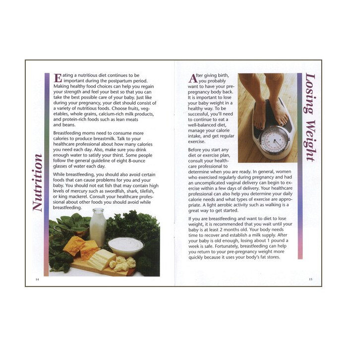 Pstpartum Care 16-page booklet cover shown, booklet covers physical and emotional needs postpartum, Childbirth Graphics, 38611