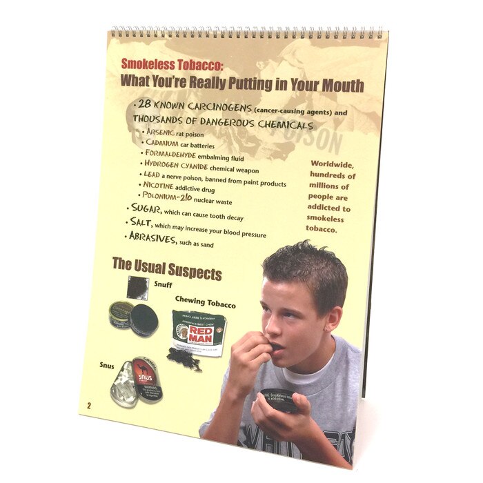 Smokeless Tobacco 6-panel spiral bound flip chart panel 2, chemicals, Health Edco, 43163