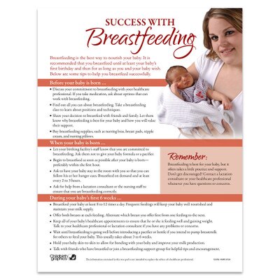 Success With Breastfeeding Tear Pad for lactation education by Childbirth Graphics, English side of breastfeeding tips, 52259