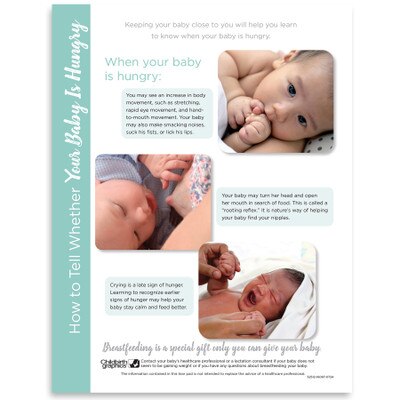 How to Tell Whether Your Baby Is Hungry Tear Pad, Childbirth Graphics breastfeeding education materials, English side, 52512