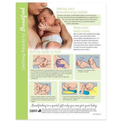 Getting Ready to Breastfeed Tear Pad English side, lactation education materials for new parents, Childbirth Graphics, 52518