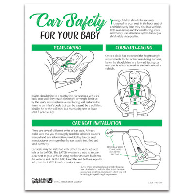 Car Safety for Your Baby Tear Pad from Childbirth Graphics for childbirth and early parenting education and teaching, 52528