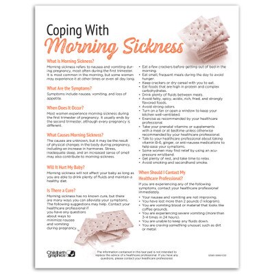 Coping With Morning Sickness Tear Pad childbirth education leaflet by Childbirth Graphics, patient information English, 52565