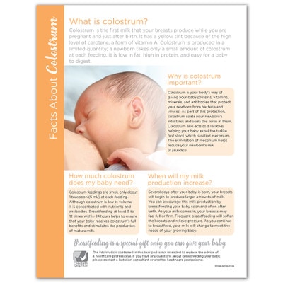 Facts About Colostrum Tear Pad, breastfeeding and lactation education tear pad for parents new, Childbirth Graphics, 52598