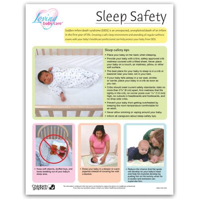 Loving Baby Care: Sleep Safety Tear Pad, infant sleep safety educational leaflet for new parents, Childbirth Graphics, 52622