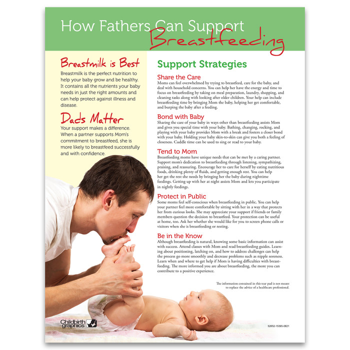 How Fathers Can Support Breastfeeding Tear Pad, English side, lactation education materials, Childbirth Graphics, 52652