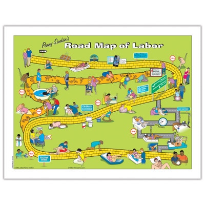 Penny Simkin's Road Map of Labour from Childbirth Graphics, leaflet for expectant parents for labor comfort measures, 52725
