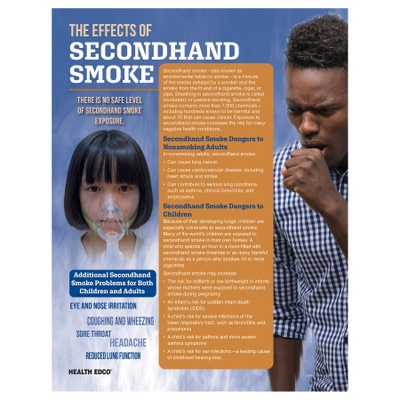 The Effects of Secondhand Smoke Tear Pad, health education leaflet explaining secondhand smoke dangers, Health Edco, 52743