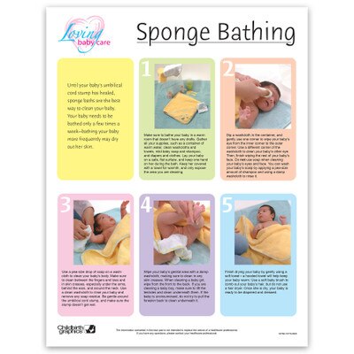 Loving Baby Care: Sponge Bath Tear Pad, health education leaflet on how to bathe a newborn, Chilbirth Graphics, 52756