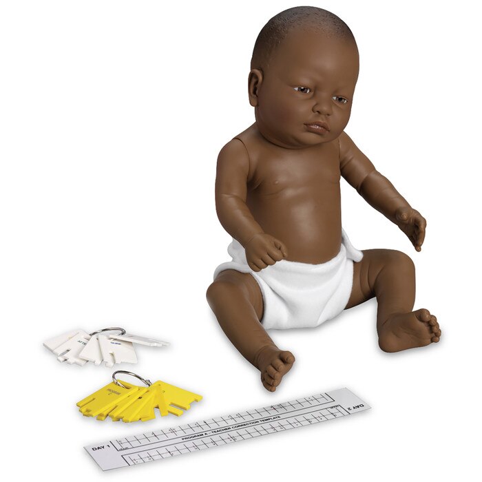 Standard Ready or Not Tot black male with control keys and program teacher correction template, Health Edco, 53603