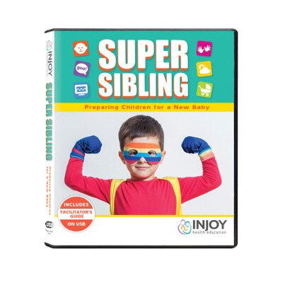 InJoy's Super Sibling USB video programme available from Childbirth Graphics, sibling preparation teaching materials, 71514