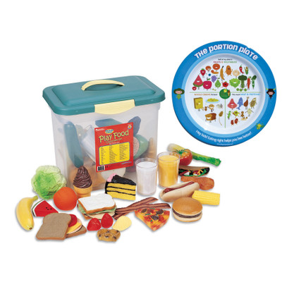 Classroom Play Food Kit, play food kit for children with child portion plate, Health Edco nutrition teaching materials, 75902
