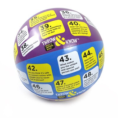 Social and Emotional Health Throw & Know Activity Ball, inflatable health education activity ball, Health Edco, 78008