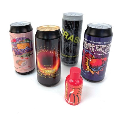 Power Down Energy Drinks Display, health education energy drink model set explaining energy drink dangers, Health Edco, 78818