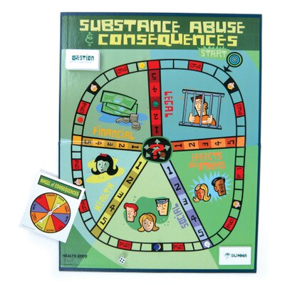 Substance Abuse & Consequences Game, health education board game on substance abuse with game cards, Health Edco, 79033