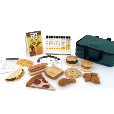 Fat Chance: A Closer Look at Fast Food Display, nutrition education faux foods and test tube set, Health Edco, 79056