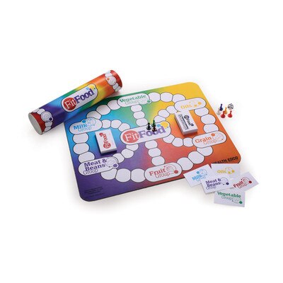 FitFood Can Game, full color tube game mat cards game pieces die nutrition & physical activities, Health Edco, 79144