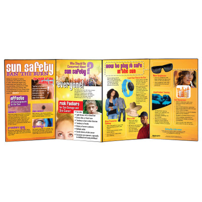 Sun Safety Ban the Burn Folding Display for health education by Health Edco with tips to protect skin from skin cancer, 79323