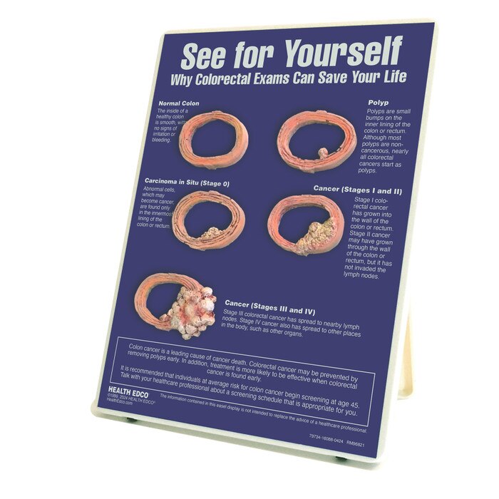 See for Yourself: Colorectal Exams Easel Display, health education tool to promote colon cancer screening, Health Edco, 79734