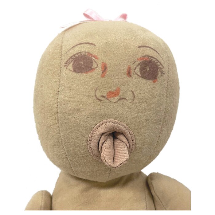Lactessa Breastfeeding Model, lactation doll model, closeup of open mouth and cupped tongue, Childbirth Graphics, 79800