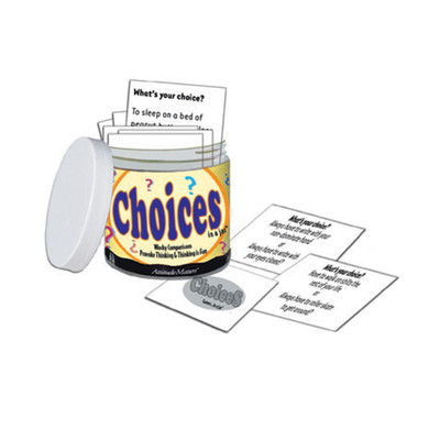 Choices in a Jar, 101 question cards in small jarrequiring decisions discussion, Health Edco, 79854