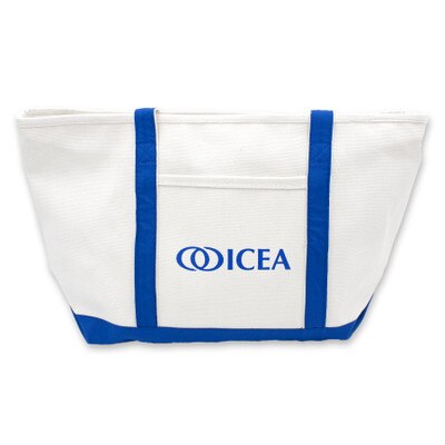 ICEA Childbirth Educator Tote Bag from Childbirth Graphics, canvas tote bag with ICEA logo and zippered closure, 92254